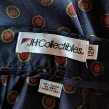 Load image into Gallery viewer, 90s Vintage Navy and Red Pleated Rayon Maxi Skirt