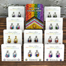 Load image into Gallery viewer, Tiny Chainmail Pride Flag Earrings