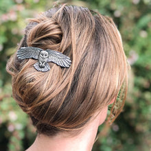 Load image into Gallery viewer, Owl Pewter Hair Barrette