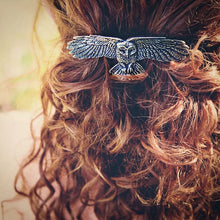 Load image into Gallery viewer, Owl Pewter Hair Barrette