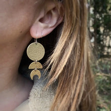 Load image into Gallery viewer, Brass Moon Phase Earrings