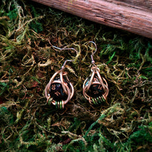 Load image into Gallery viewer, Green & Gold D20 Dice Chainmail Earrings
