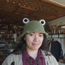 Load and play video in Gallery viewer, Crochet Froggy Bucket Hat