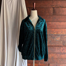 Load image into Gallery viewer, 90s Vintage Emerald Green Embossed Velour Jacket