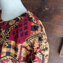 Load image into Gallery viewer, 80s/90s Vintage Red Heraldry Print Blouse