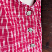 Load image into Gallery viewer, 90s Vintage Red Plaid Gingham Overall Pinafore Dress