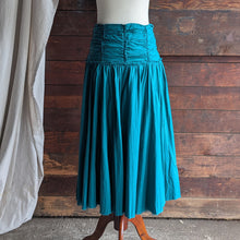Load image into Gallery viewer, Y2K Vintage Teal Crinkled Cotton Midi Skirt