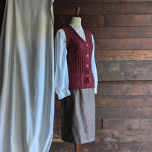 Load image into Gallery viewer, 70s Vintage Olive Green and Red Pencil Skirt