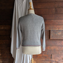 Load image into Gallery viewer, 90s Vintage Grey and Pink Hand Knit Cardigan