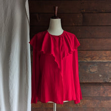 Load image into Gallery viewer, 80s Vintage Red Ruffled Silk Blouse