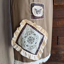 Load image into Gallery viewer, Upcycled 'Butterfly Lace' Patched Midi Skirt