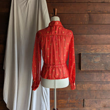 Load image into Gallery viewer, 70s/80s Vintage Red Semi-Sheer Polka Dot Blouse