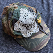 Load image into Gallery viewer, Upcycled Butterfly and Lock Camo Baseball Hat