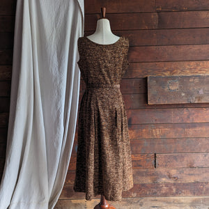 50s Vintage Brown Corduroy A-Line Dress
