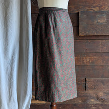 Load image into Gallery viewer, 70s Vintage Olive Green and Red Pencil Skirt