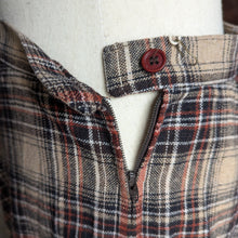 Load image into Gallery viewer, 70s Vintage A-line Brown & Black Plaid Pleated Wool Midi Skirt