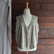 Load image into Gallery viewer, 90s Vintage Plus Size Khaki Embroidered Twill Vest
