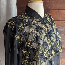 Load image into Gallery viewer, 90s/Y2K Plus Size Sheer Black and Gold Jacket
