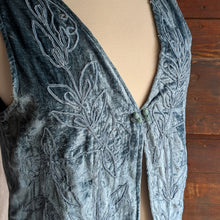 Load image into Gallery viewer, 90s Vintage Dusty Blue Crushed Velvet Vest