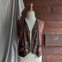 Load image into Gallery viewer, 80s/90s Vintage Rust Open-Front Embroidered Vest