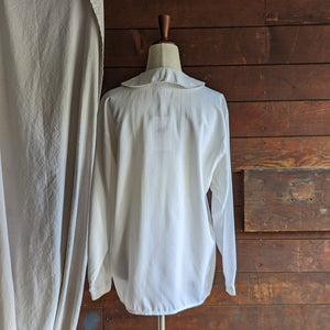 90s Vintage Embroidered White Rayon Blouse