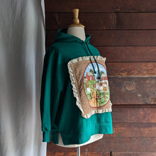 Load image into Gallery viewer, Upcycled Green "Farm Yard" Quilted Patch Sweatshirt