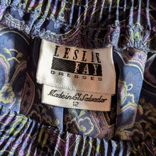 Load image into Gallery viewer, 90s Vintage Blue Paisley Poly Midi Skirt