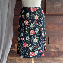 Load image into Gallery viewer, Y2K Vintage Black Floral Rayon Skirt