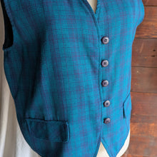 Load image into Gallery viewer, 90s Vintage Teal Plaid Vest