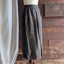 Load image into Gallery viewer, 90s Vintage Dark Brown Paisley Midi Skirt