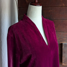 Load image into Gallery viewer, 80s Vintage Dark Red Velour Midi Dress