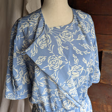 Load image into Gallery viewer, 90s Vintage Light Blue Floral Boxy Midi Dress