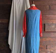 Load image into Gallery viewer, 90s Vintage Maxi Denim Pinafore Dress