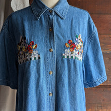 Load image into Gallery viewer, 90s Vintage Embroidered Birdhouse Denim Shirt