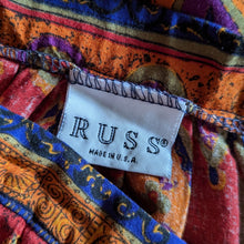 Load image into Gallery viewer, 90s Vintage Bright Multicolored Rayon Midi Skirt