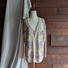 Load image into Gallery viewer, 90s Vintage Cream Embroidered Floral Cardigan