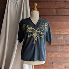 Load image into Gallery viewer, 90s Vintage Plus Size Black & Gold Embroidered Top