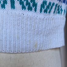Load image into Gallery viewer, 90s Vintage Cropped White and Blue Cardigan