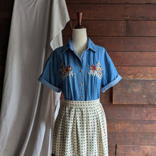 Load image into Gallery viewer, 90s Vintage Embroidered Birdhouse Denim Shirt
