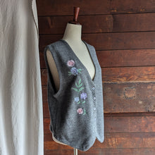 Load image into Gallery viewer, 90s Vintage Grey Embroidered Acrylic Vest