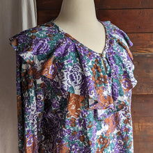Load image into Gallery viewer, 90s Vintage Plus Size Ruffled Jersey Knit Blouse