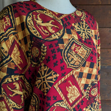 Load image into Gallery viewer, 80s/90s Vintage Red Heraldry Print Blouse