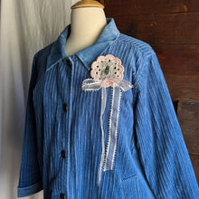 Load image into Gallery viewer, Upcycled Pink Lace 'Pink Ribbon' Fly Pin