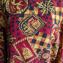 Load image into Gallery viewer, 80s/90s Vintage Red Heraldry Print Blouse