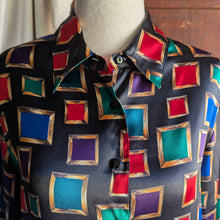 Load image into Gallery viewer, 90s Vintage Satin Long Sleeve Jewel Tone Blouse