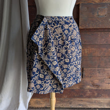 Load image into Gallery viewer, 90s Vintage Ornate Navy Wrap Skirt