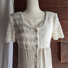 Load image into Gallery viewer, 90s Vintage Tan and Cream Linen Mini Dress