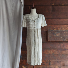 Load image into Gallery viewer, 90s Vintage Tan and Cream Linen Mini Dress