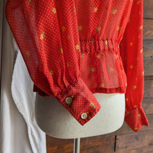 Load image into Gallery viewer, 70s/80s Vintage Red Semi-Sheer Polka Dot Blouse