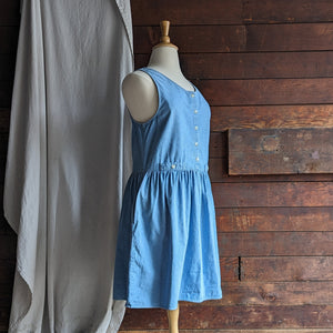 90s Vintage Denim Jumper Dress with Pockets